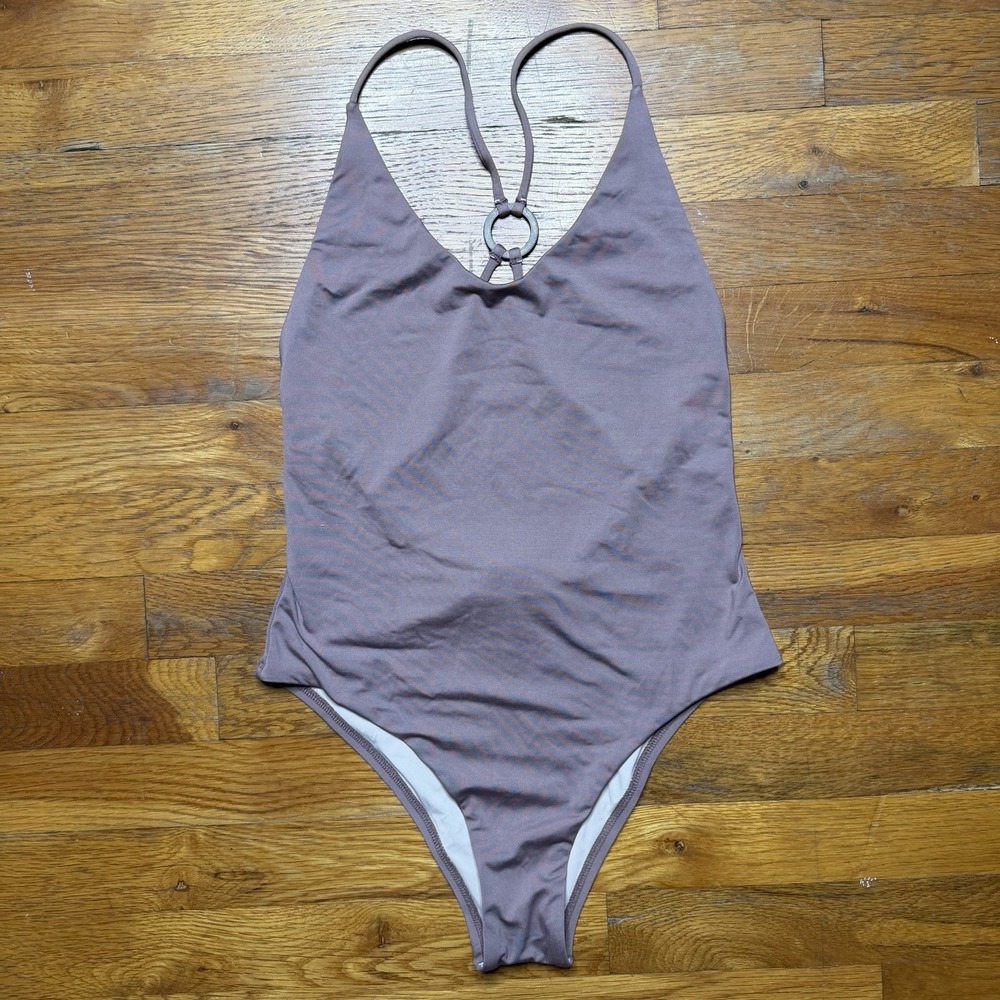 Dolce Vita Womens One Piece Swimsuit Medium Mauve Cross Back Metal Accent